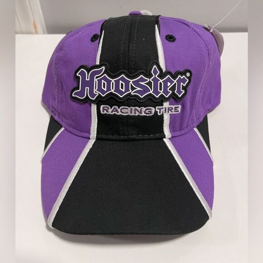 HOOSIER Racing Tire Black & Purple ColorBlock Adjustable Ball Cap Hat Cotton O/S
